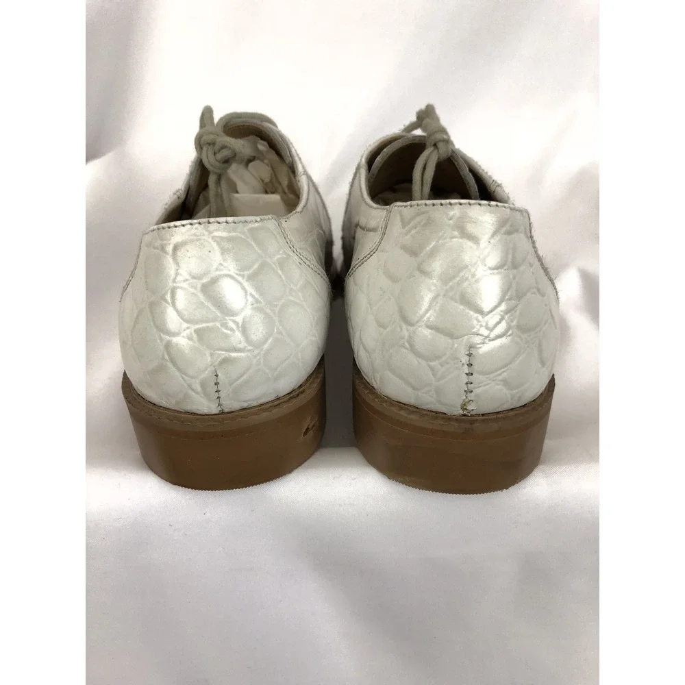 Basini II Boys Croc Pattern Ice Oxford Lace-Up Leather Shoe Size 3.5 M EUC SH264